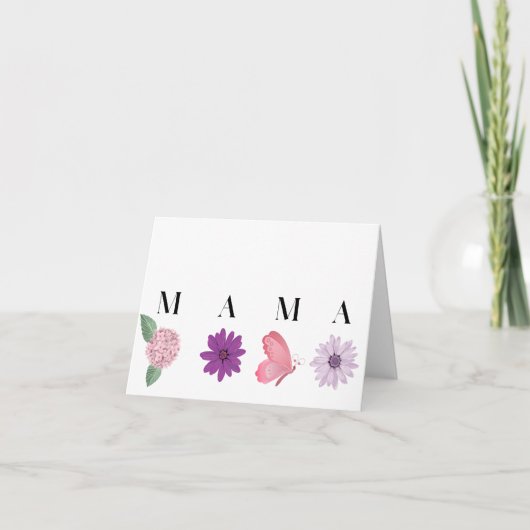 MAMA Floral Butterfly, Mothers Day Card カード (正面)