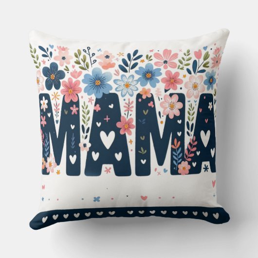 Mama Floral Heart – Boho Chic Mom Design クッション (裏面)