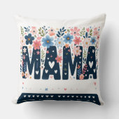 Mama Floral Heart – Boho Chic Mom Design クッション (正面)