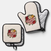 Mama Floral Kitchen Set – Oven Mitt & Pot Holder  鍋つかみ&鍋敷きセット (正面/裏面)