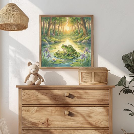 Mama Frog and Froglets Nursery ポスター