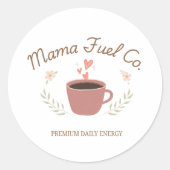Mama Fuel Co. あったかコーヒーママデザイン ラウンドシール (正面)