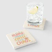 Mama Fueled By Coffee And Chaos Cute Mom Coffee ストーンコースター (横)