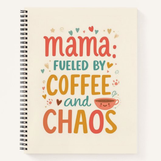 Mama Fueled By Coffee And Chaos Funny Mom List ノートブック (正面)