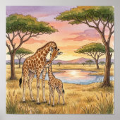 Mama Giraffe and Calf Nursery ポスター (正面)