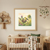Mama Goldfinch and Chicks Nursery ポスター