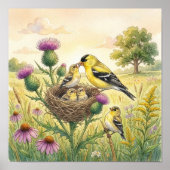 Mama Goldfinch and Chicks Nursery ポスター (正面)