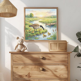 Mama Goose and Goslings Nursery ポスター