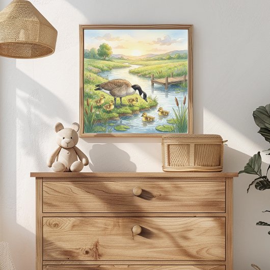 Mama Goose and Goslings Nursery ポスター