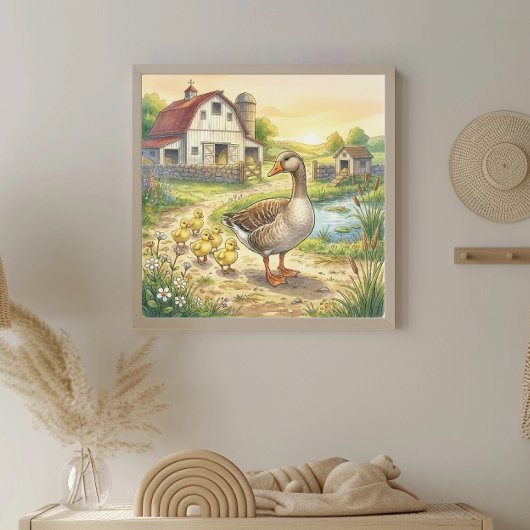 Mama Goose and Goslings Nursery ポスター