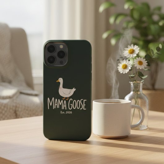 Mama Goose Minimalist Cute Goose Mama Design iPhoneケース