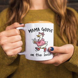 Mama Goose on the Loose Funny Mom Goose Cartoon  コーヒーマグカップ