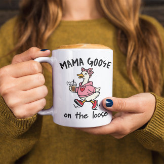 Mama Goose on the Loose Funny Mom Goose Cartoon  コーヒーマグカップ