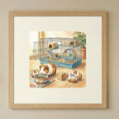 Mama Guinea Pig and Pups Nursery ポスター