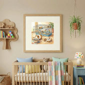 Mama Guinea Pig and Pups Nursery ポスター