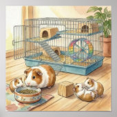 Mama Guinea Pig and Pups Nursery ポスター (正面)