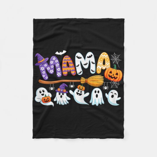 Mama Halloween Boo Ghost Horror Costume Funny Part フリースブランケット (正面)