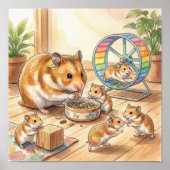 Mama Hamster and Babies Nursery ポスター (正面)