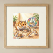 Mama Hamster and Babies Nursery ポスター