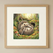 Mama Hedgehog and Her Babies Nursery ポスター