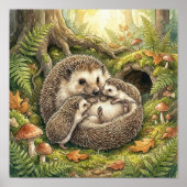 Mama Hedgehog and Her Babies Nursery ポスター (正面)