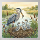 Mama Heron and Chicks Nursery ポスター (正面)