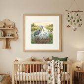 Mama Heron and Chicks Nursery ポスター