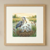 Mama Heron and Chicks Nursery ポスター