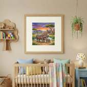 Mama Hippo and Calf Nursery ポスター