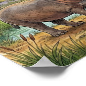 Mama Hippo and Calf Nursery ポスター (角)