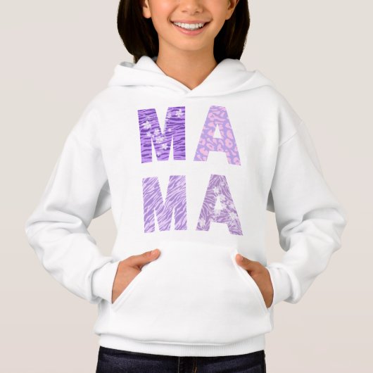 MAMA Hoodie – Purple Pattern Zebra Love (正面)