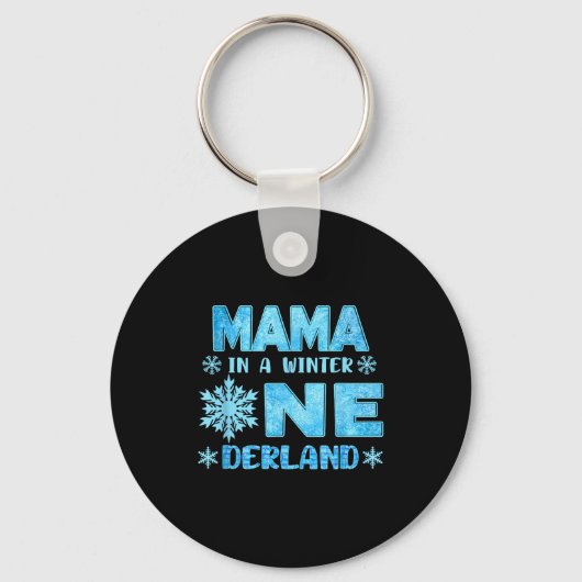 Mama In A Winter Onederland Bday Girl Sweet Snowfl キーホルダー (正面)