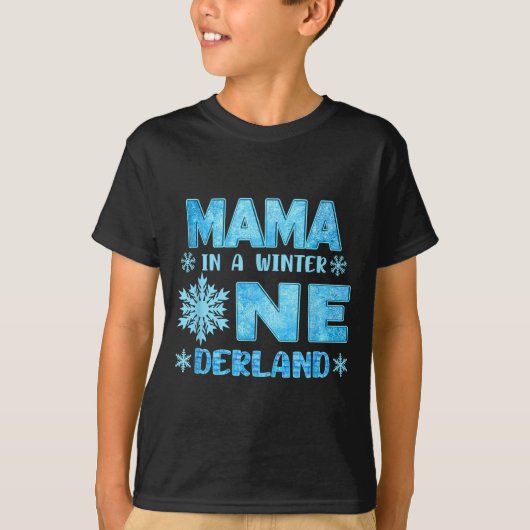 Mama In A Winter Onederland Bday Girl Sweet Snowfl Tシャツ (正面)