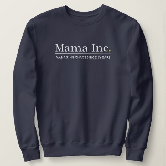 Mama Inc. ママ株式会社 カオス管理 カスタムイヤー ネイビーブルー スウェットシャツ (デザイン正面)