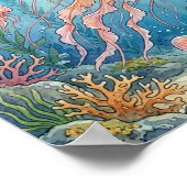 Mama Jellyfish and Babies Nursery ポスター (角)