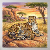 Mama Leopard and Cubs Nursery ポスター (正面)