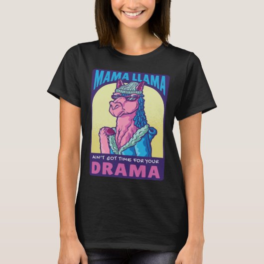 Mama Llama Alpaca for Mom Wife Women Tシャツ (正面)