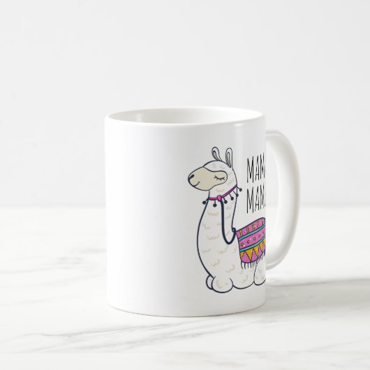 Mama Llama、Llama Mag、母の日の贈り物、コーヒーM コーヒーマグカップ (正面右)