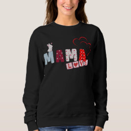 Mama Love Bunny Sweatshirt – かわいいハートパッチワーク スウェットシャツ