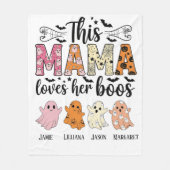 Mama Loves Her Boos Spooky Personalized Halloween フリースブランケット (正面)