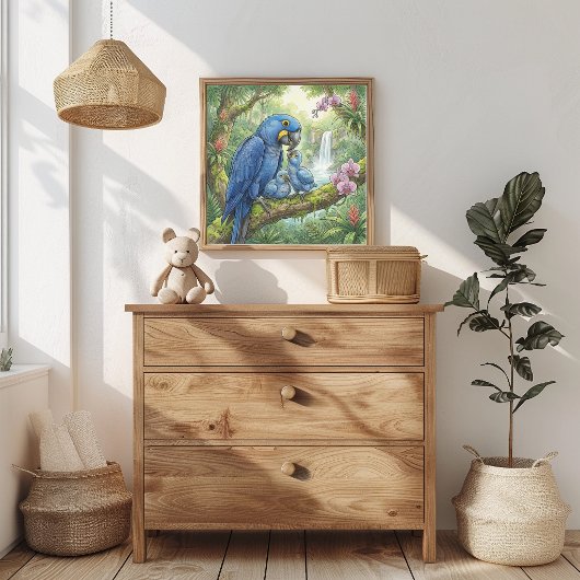 Mama Macaw and Chicks Nursery ポスター