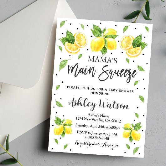 Mama Main Squeeze Lemon Baby Shower Invitation 招待状