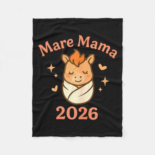 Mama Mare 2026 Fire Horse Matching Cute Funny Mate フリースブランケット (正面)