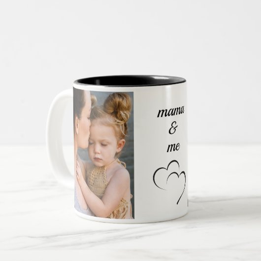 Mama & Meミニマルスタイリッシュリストシックカスタム写真 ツートーンマグカップ (正面左)
