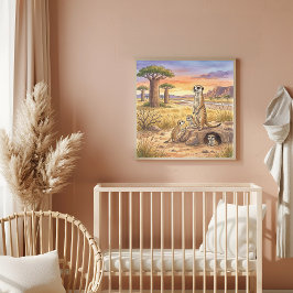 Mama Meerkat and Pups Nursery ポスター