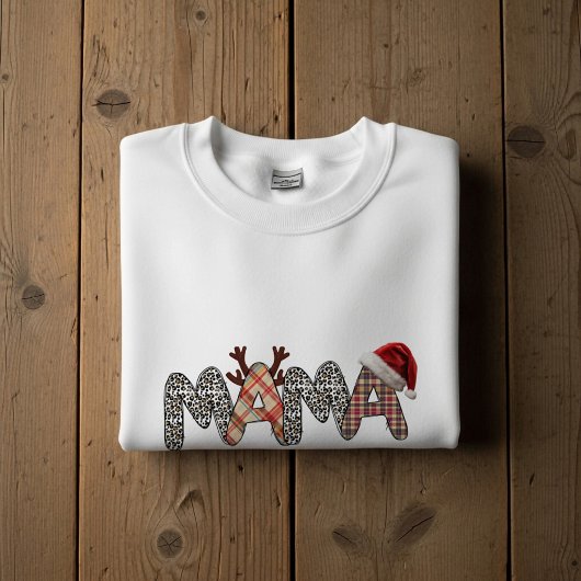 Mama Merry Christmas Leopard & Plaid Holiday Shirt スウェットシャツ