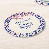 Mama Mia Baby Shower Cherry Blossoms ラウンドペーパーコースター (アングル)