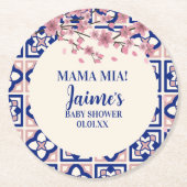 Mama Mia Baby Shower Cherry Blossoms ラウンドペーパーコースター (正面)