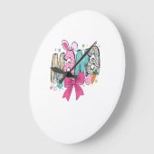 Mama Mini Easter Matching Mama Bunny Easter Day T- ラージ壁時計 (傾斜)