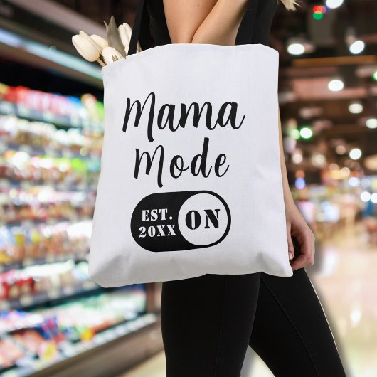 Mama Mode ON、設立年カスタムママ トートバッグ